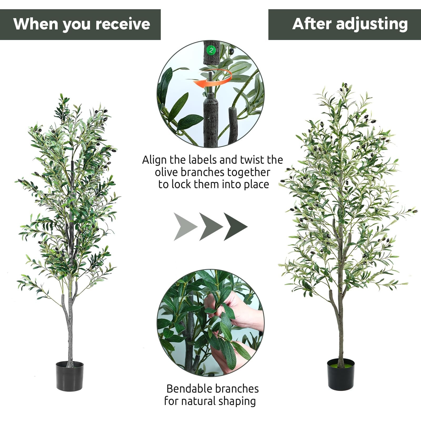 6FT Artificial Olive Tree – Realistic Faux Plant with Woven Basket & Wood Trunk,
