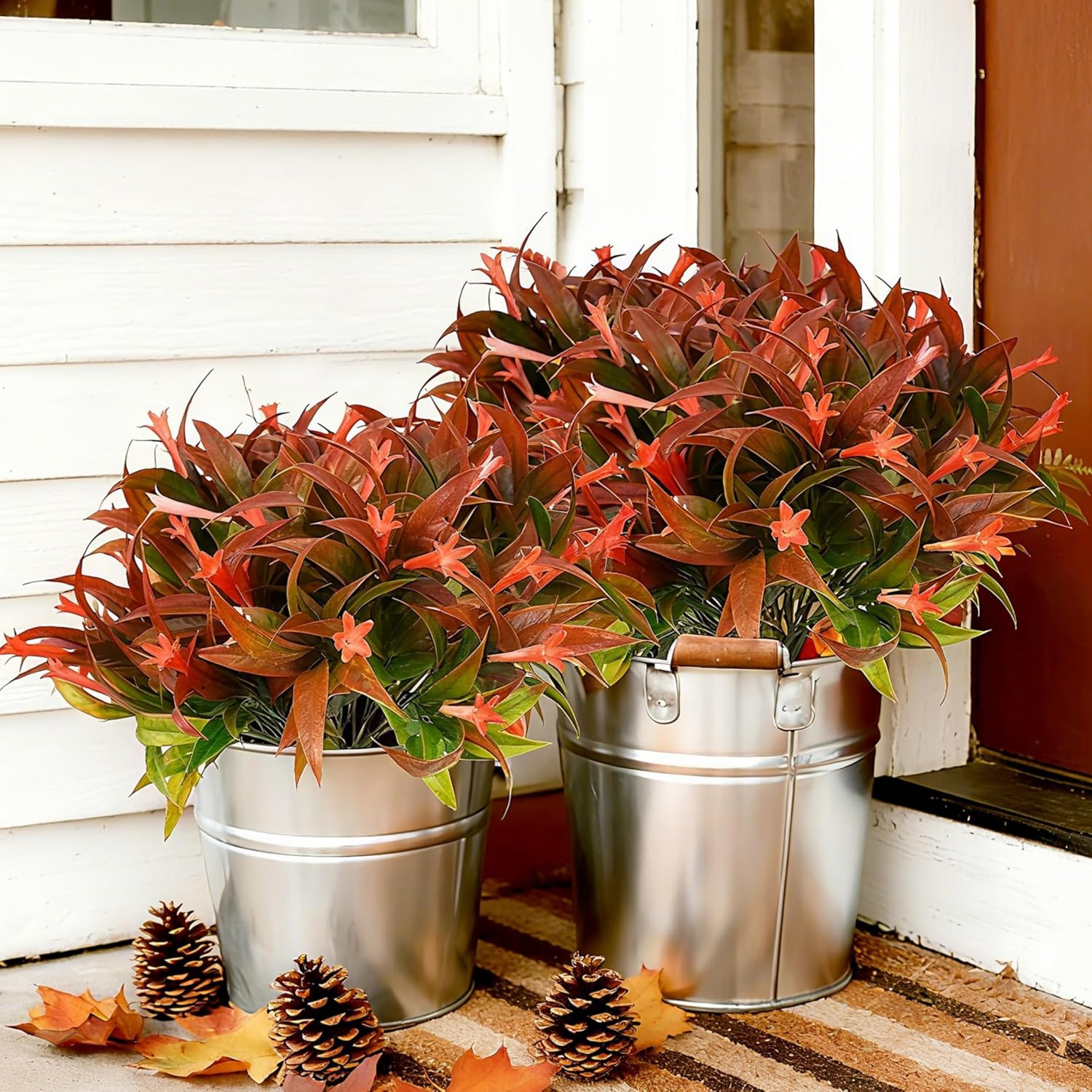 6Pcs Outdoor Artificial Plants UV Resistant Fake Flowers Plastic Plants Morning
