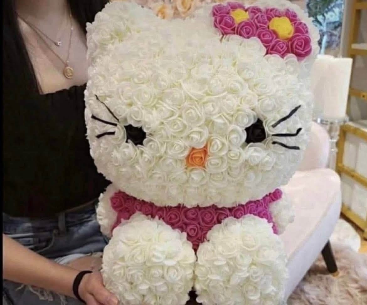 Eternal Bouquet Flowers Pink Kitty