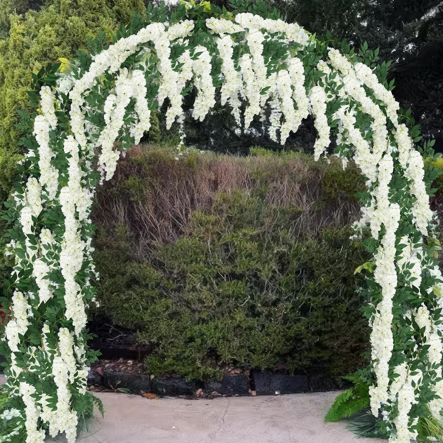 Wisteria Garland Artificial Flowers Floral Vines White 6.56 Ft Silk Fake Wisteri