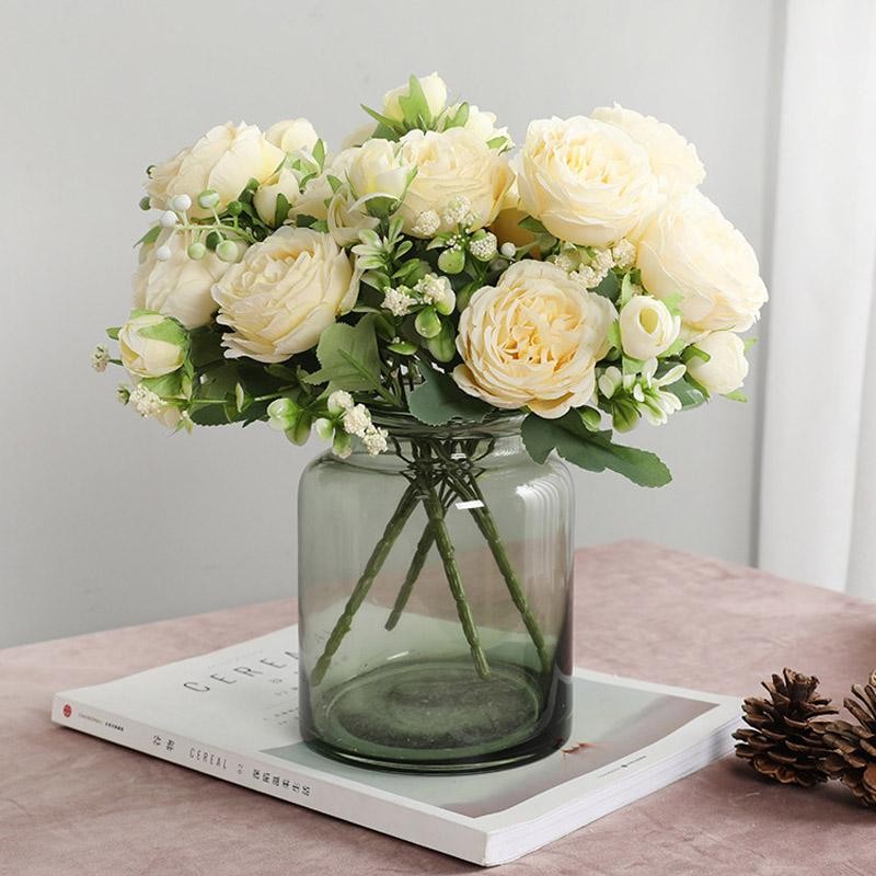 1pcs/30cm Rose Pink Silk Bouquet Peony Artificial Flower Wedding Home Decoration