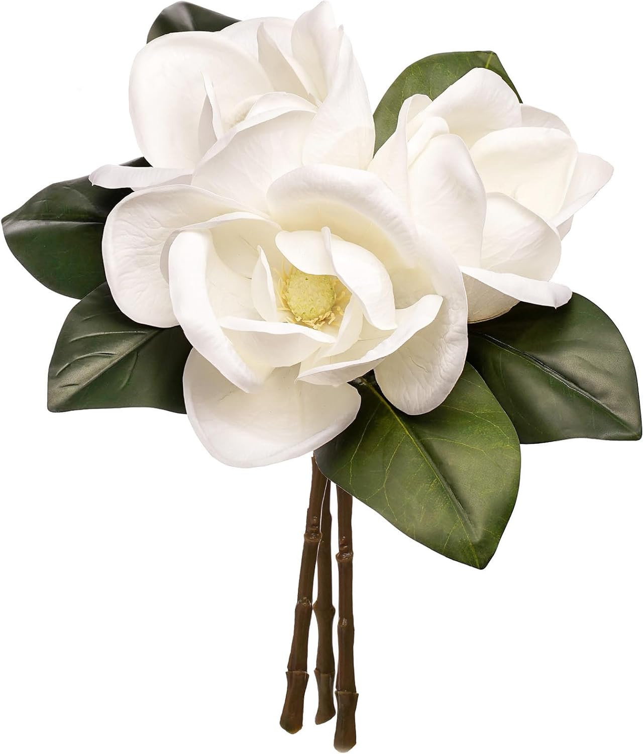 3 Stems Real Touch Creamy White Southern Magnolia Flowers, Artificial Realistic