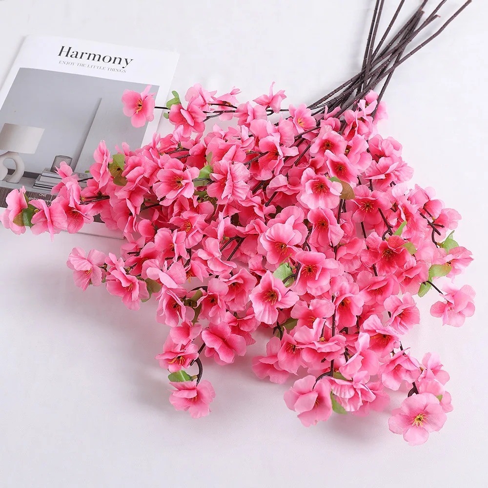 1/3Pcs Peach Blossom Artificial Flowers Silk Bouquet Home Wedding Decor