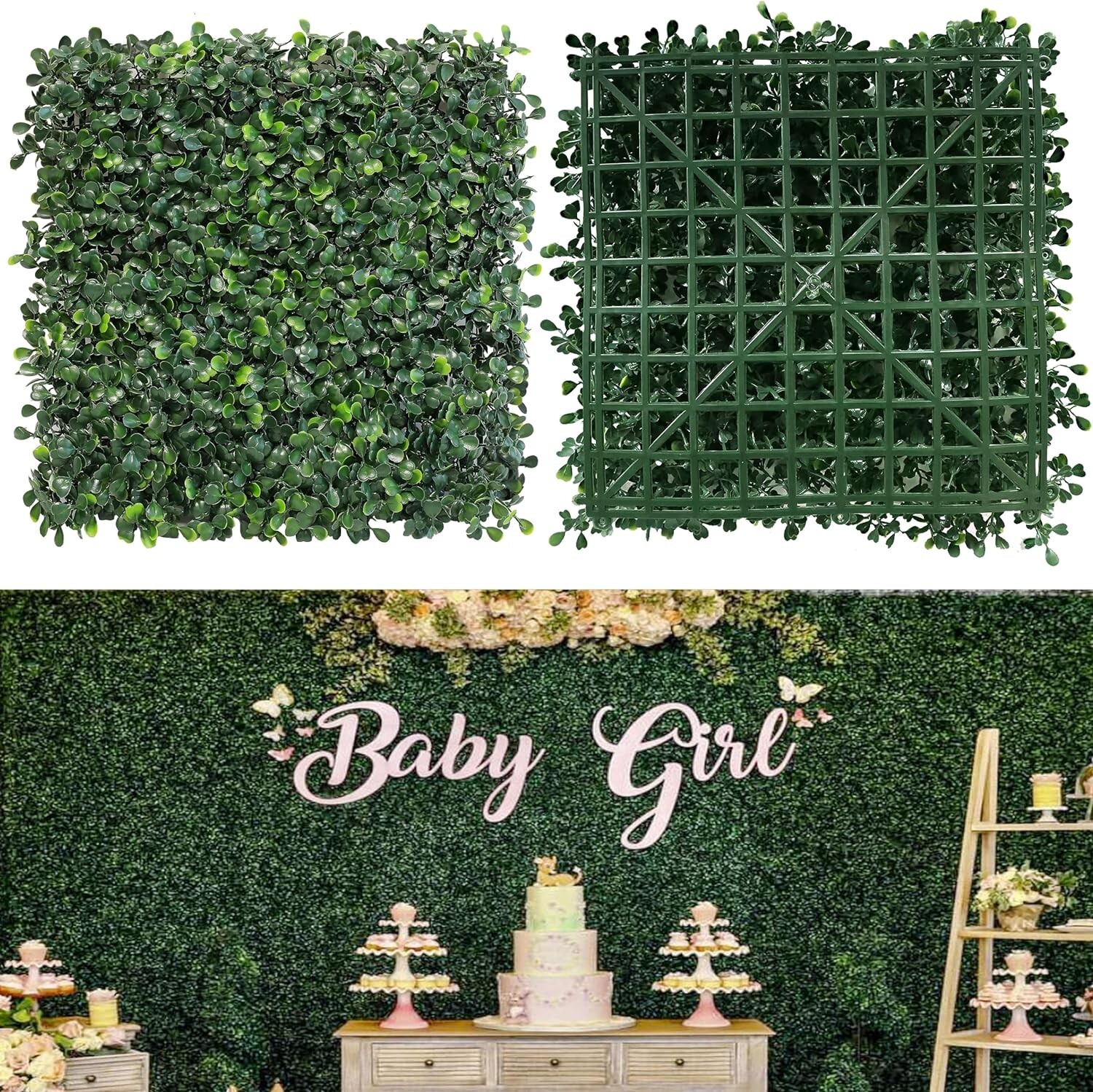 Grass Wall Panels, 10″X 10″(12Pcs) 4-Layer Artificial Boxwood Faux Green Wall fo