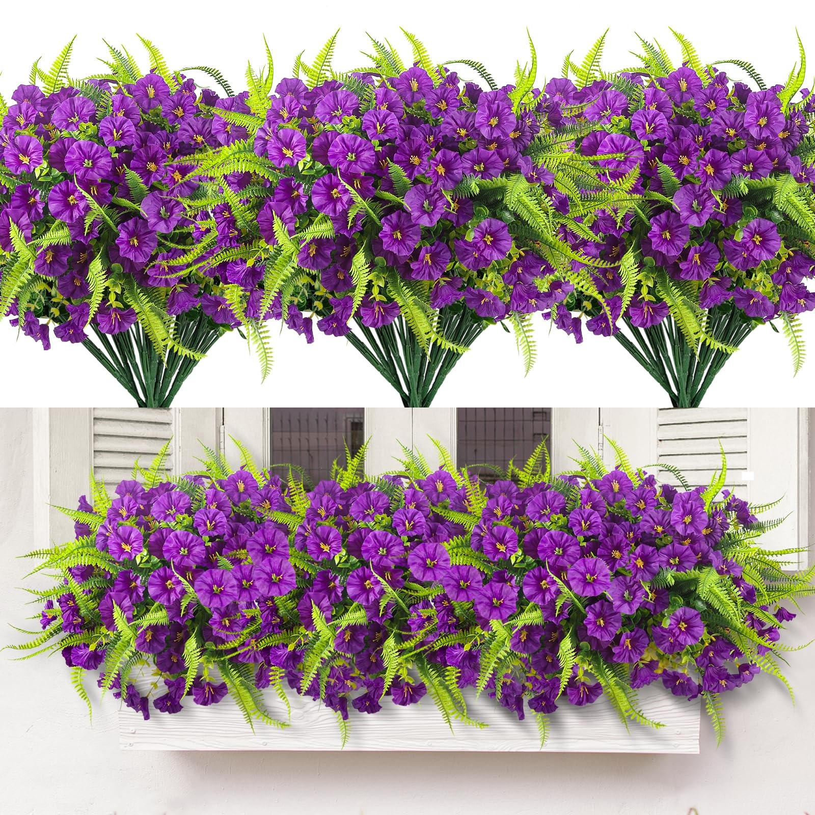 Spring Artificial Flowers Outdoors 12 Bundles Artificial Petunias Fake Flowers U