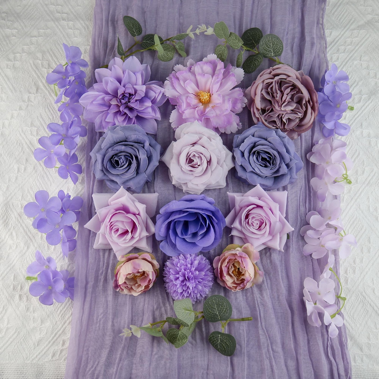 yuagolle Purple Silk Artificial Flowers Bulk Boxed Set