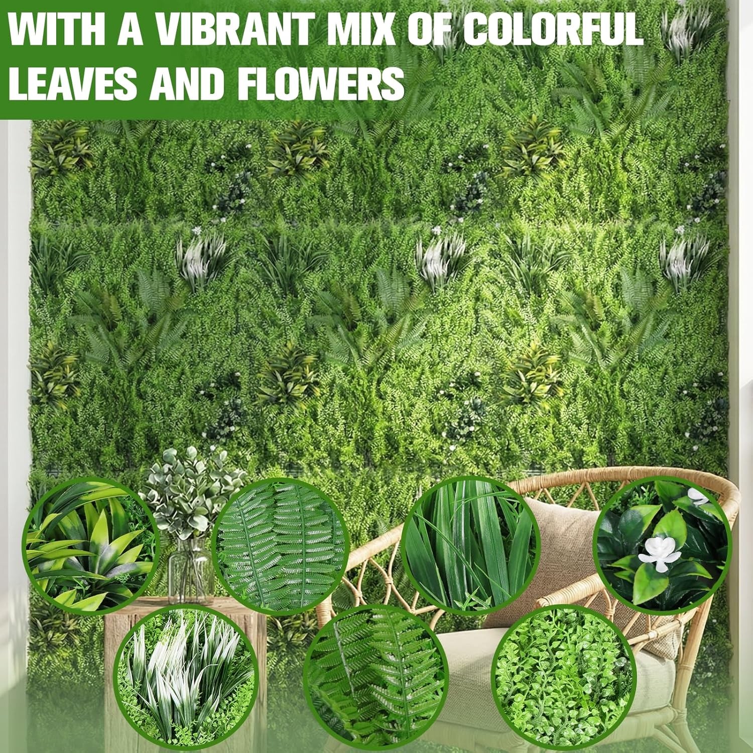 3PCS 40×40″ Artificial Boxwood Wall Hedge Mat Plant Panels Grass Fence Outdoor