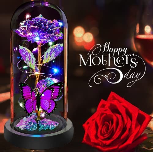 Galaxy Crystal Light Up Rose in Glass Dome – Perfect Mother’s Day & Birthday Gif