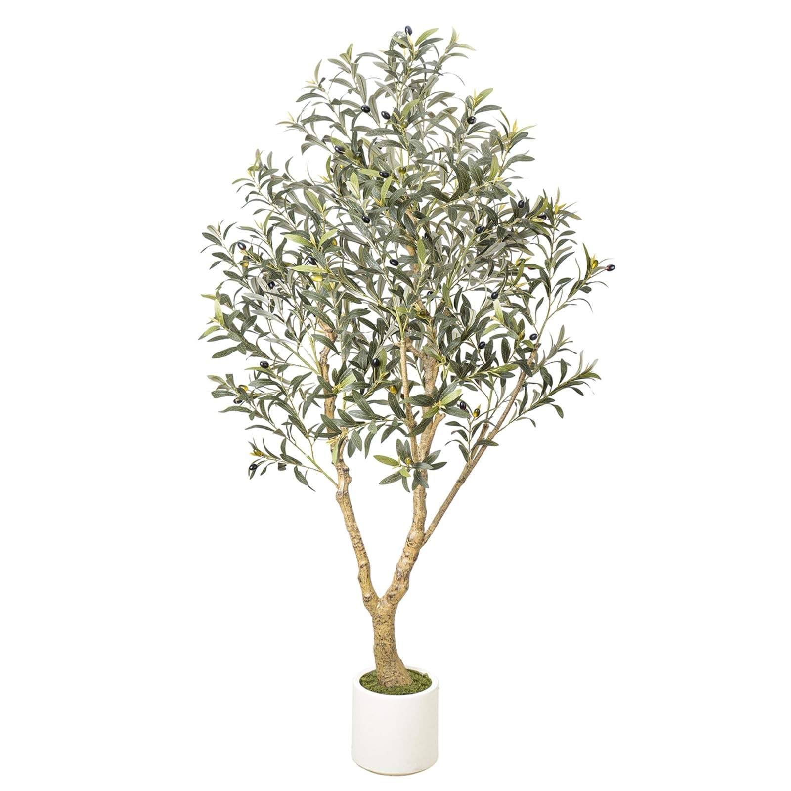 6FT Artificial Olive Tree with Elegant Planter & Moss, Faux Olive Tree Indoor…