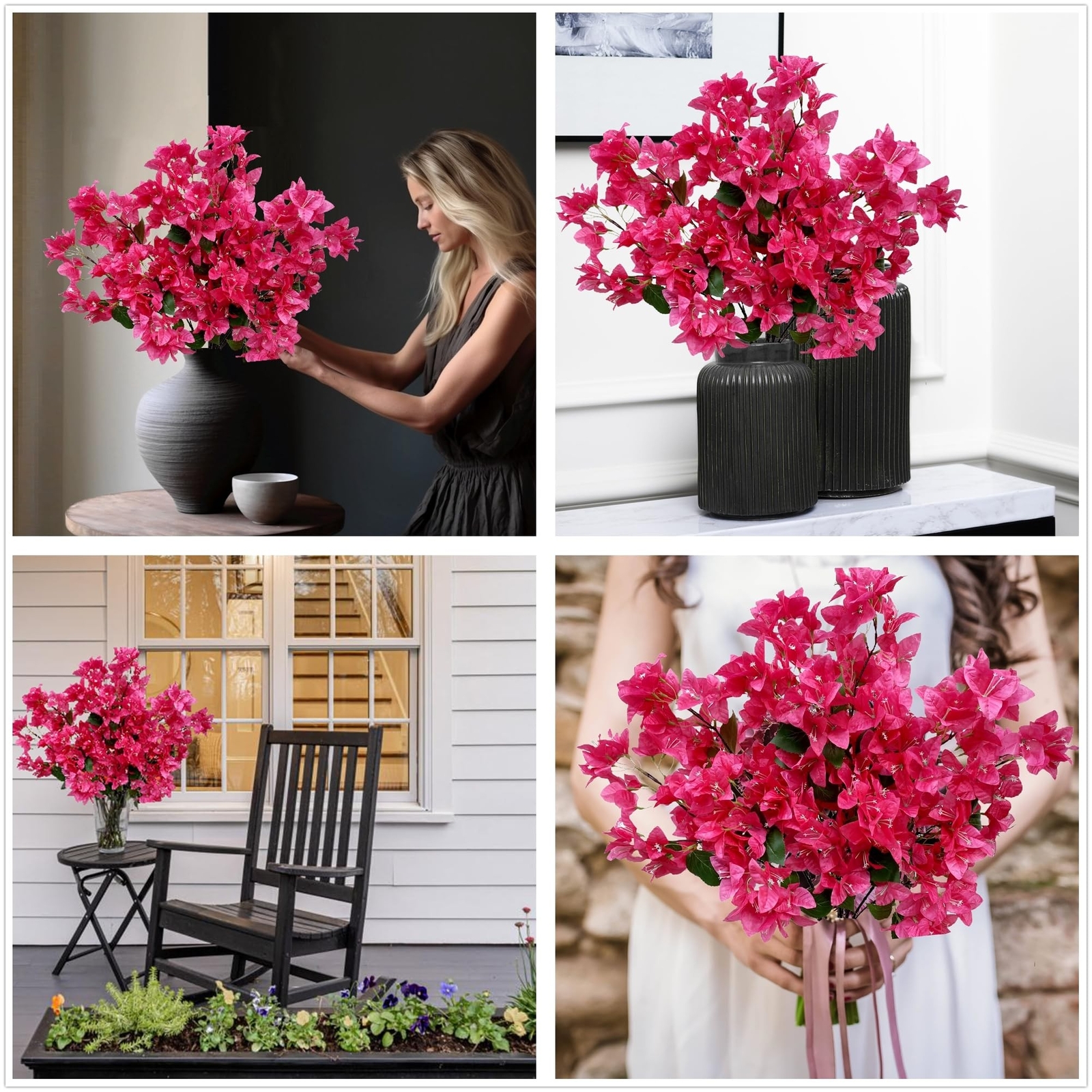 Pack of 20 – Artificial Bougainvillea Flower Stems Silk Fuchsia Bougainvillea…