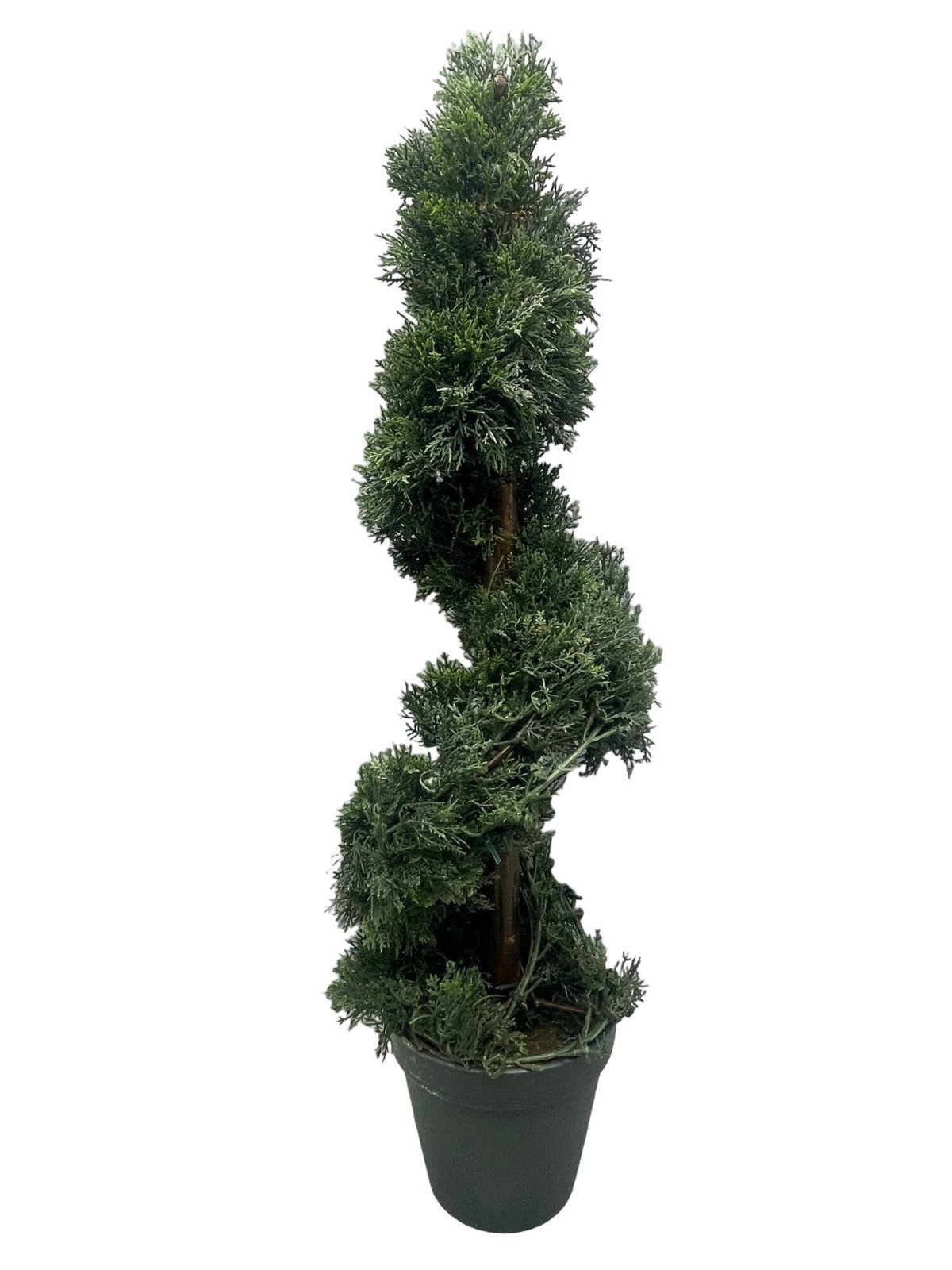 artificial natural looking spiral cedar tree potted 25″ green decor READ used…