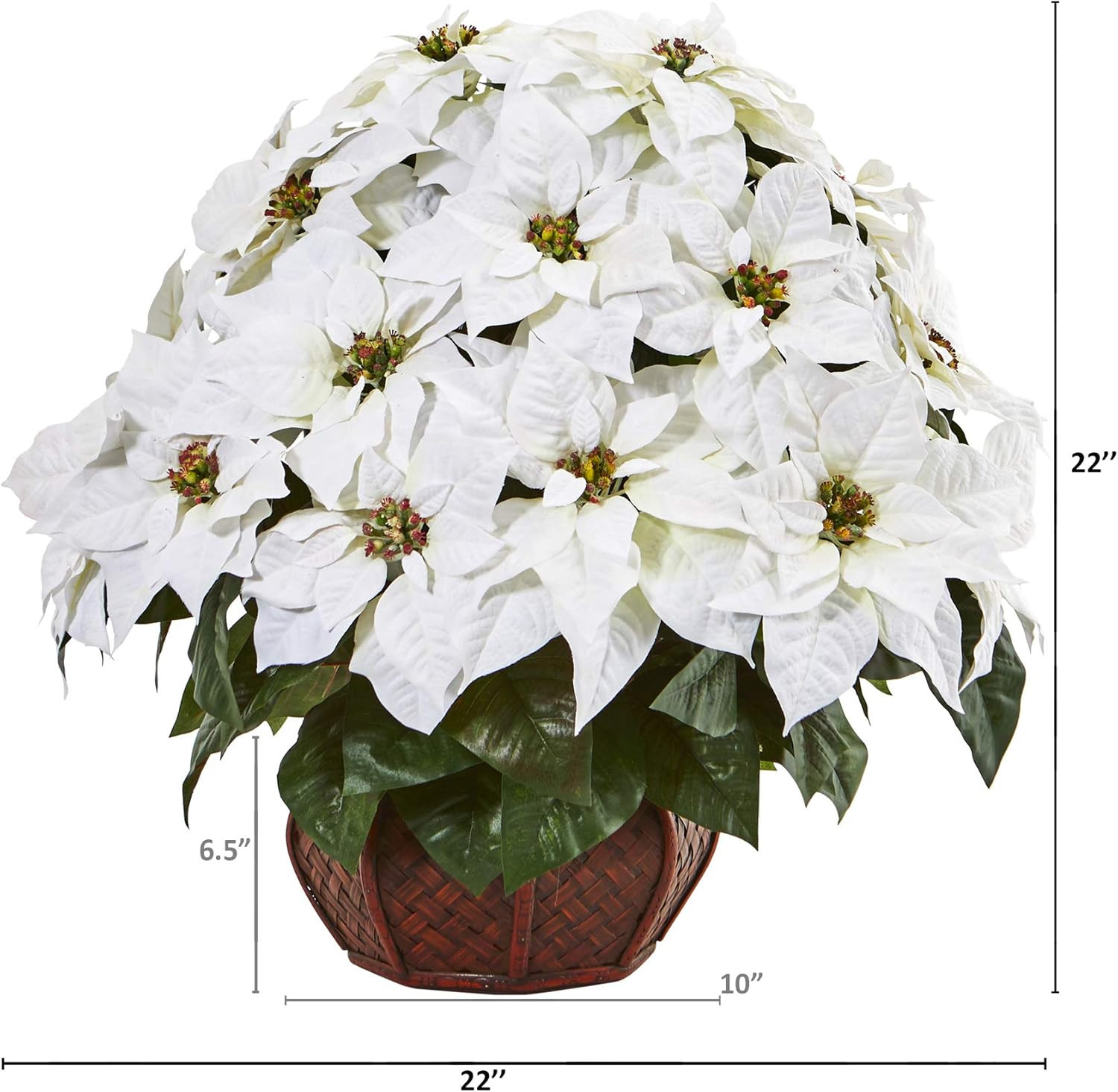 Vibrant Poinsettia Artificial Arrangement in Stylish Decorative Planter