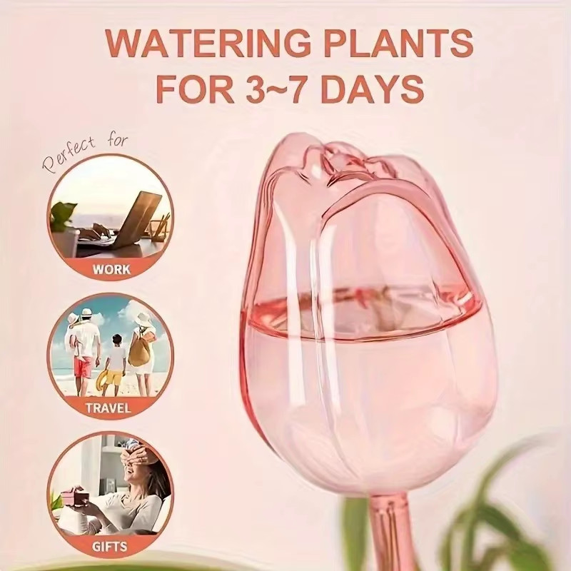 Pink Tulip Plant Watering Balls, Suitable for Indoor and Outdoor Plants, Automat