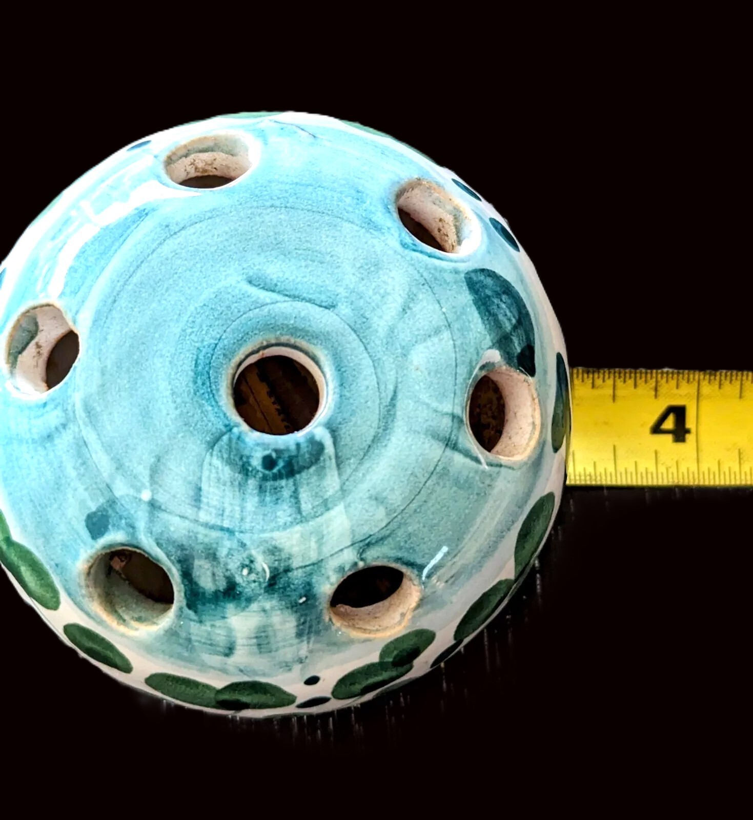 VTG Art Pottery Floral Arranging Frog VB/2 Hand Painted Blue White Green Italy