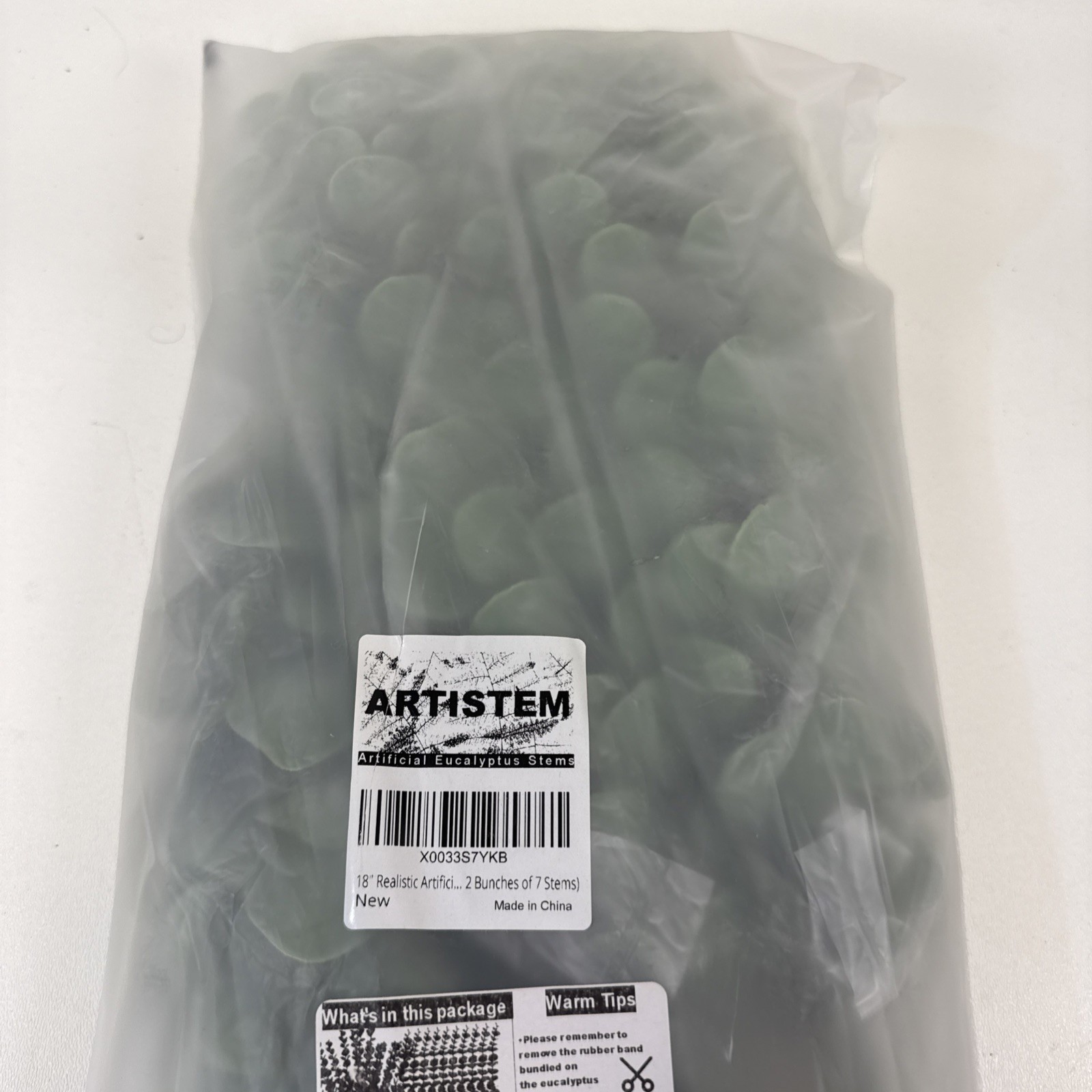 ARTISTEM 18″ Realistic Artificial Eucalyptus Stems 2 Bunches Of 7 Stems