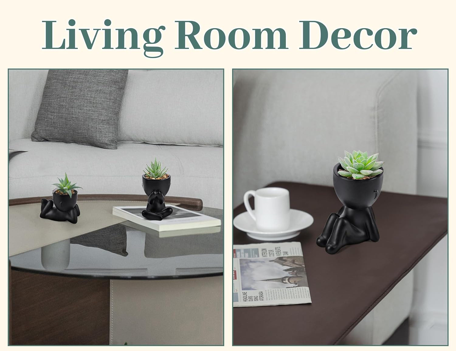 3 Pcs Fake Succulent Plants for Black Bathroom Bedroom Home Room Decor