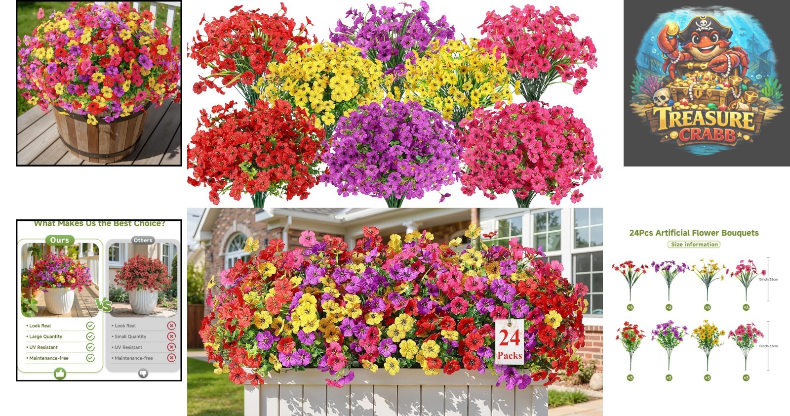Colorful 24-Pc Artificial Daisy Flower Bundle for Home and Patio Styling
