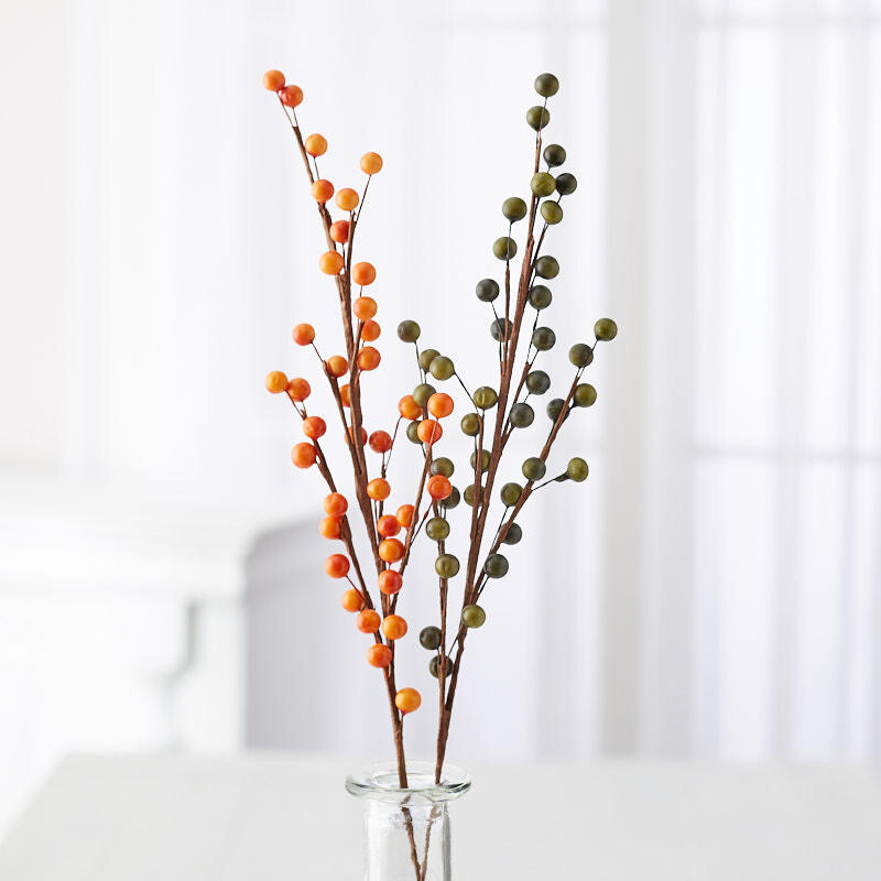 Factory Direct Craft Set of 24 Orange and Sage Green Artificial Berry Sprays