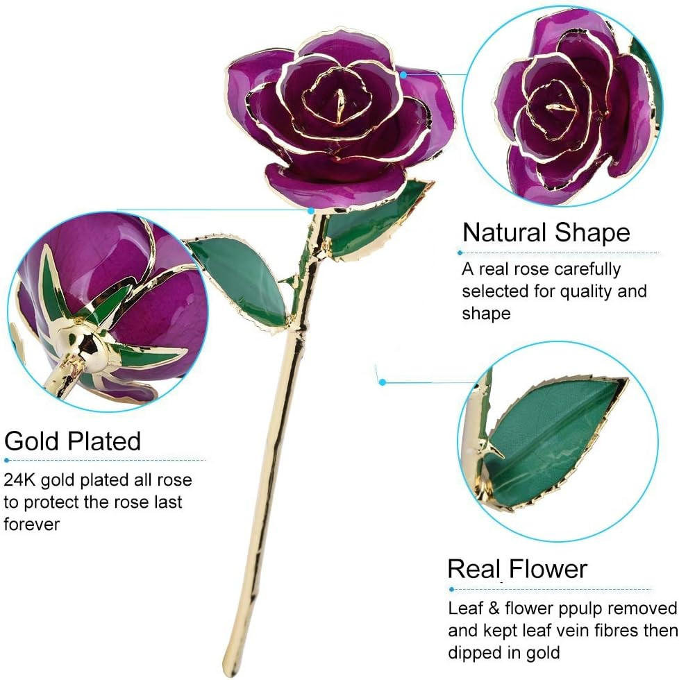 24K Gold Dipped Rose Eternal Love Gift for Wife Mom Grandma Birthday
