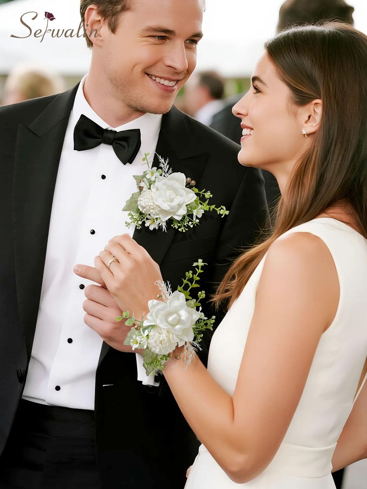 2 PCS Wrist Corsage Ivory White 67 Inch Wedding Prom Ceremony Anniversary