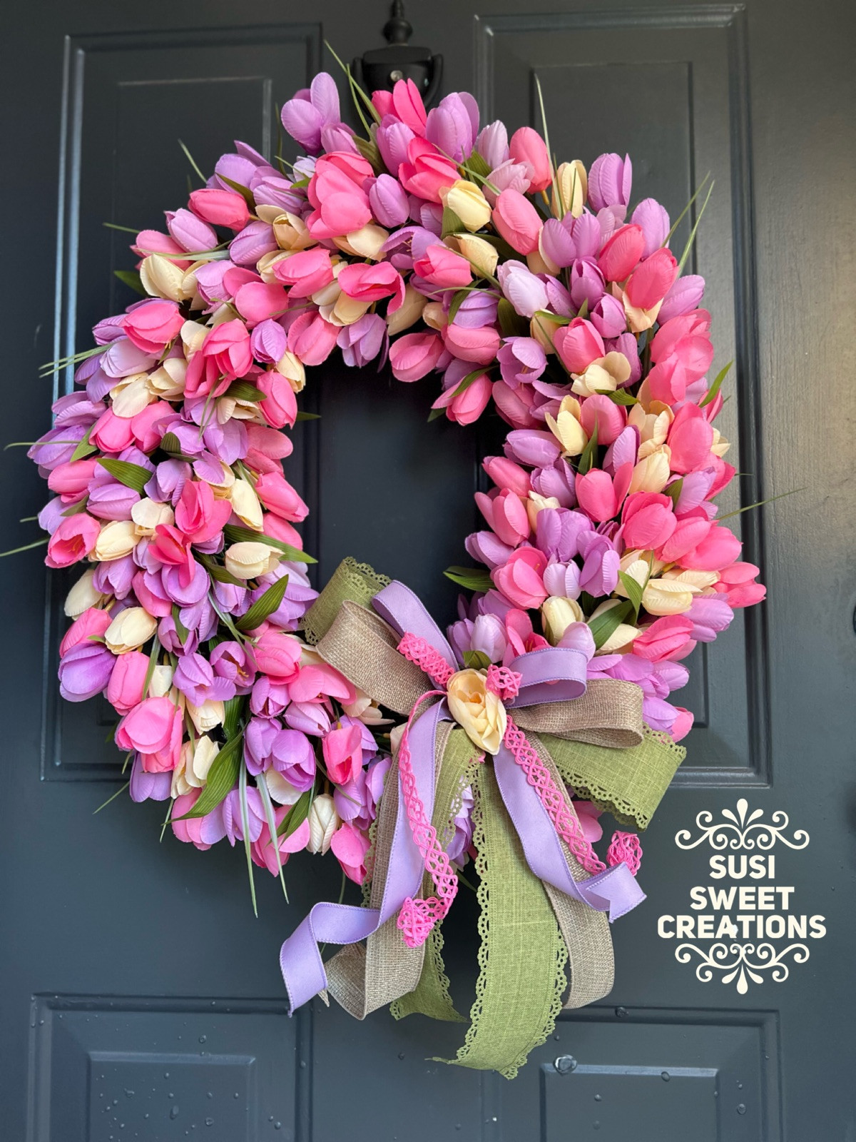 Tulip Wreath, Spring Wreath, Wreath For Mom, New Home Gift, Tulip Lover