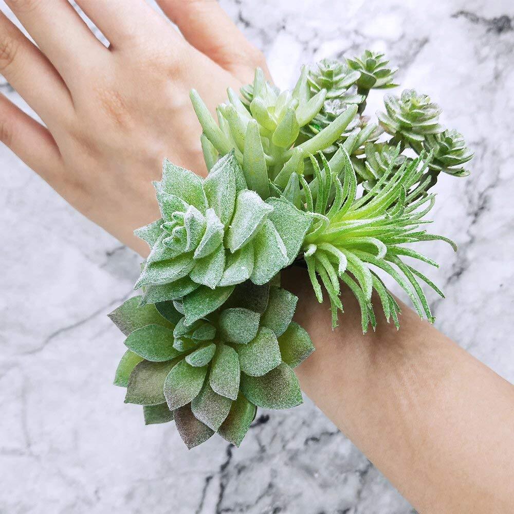 Mini Artificial Succulents Picks 11 Pcs Unpotted Flocked Green Echeveria