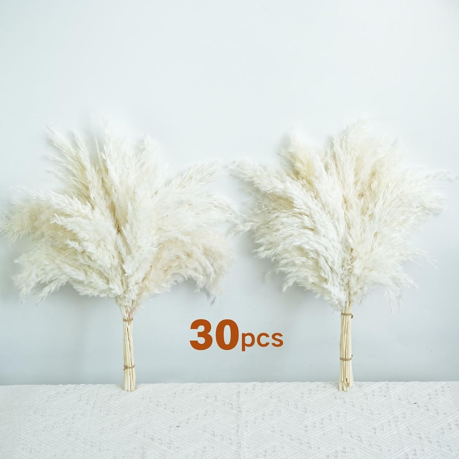 17Inch White Dried Pampas Grass 30 Stems – Pure Elegant Boho Decor for Wedding C