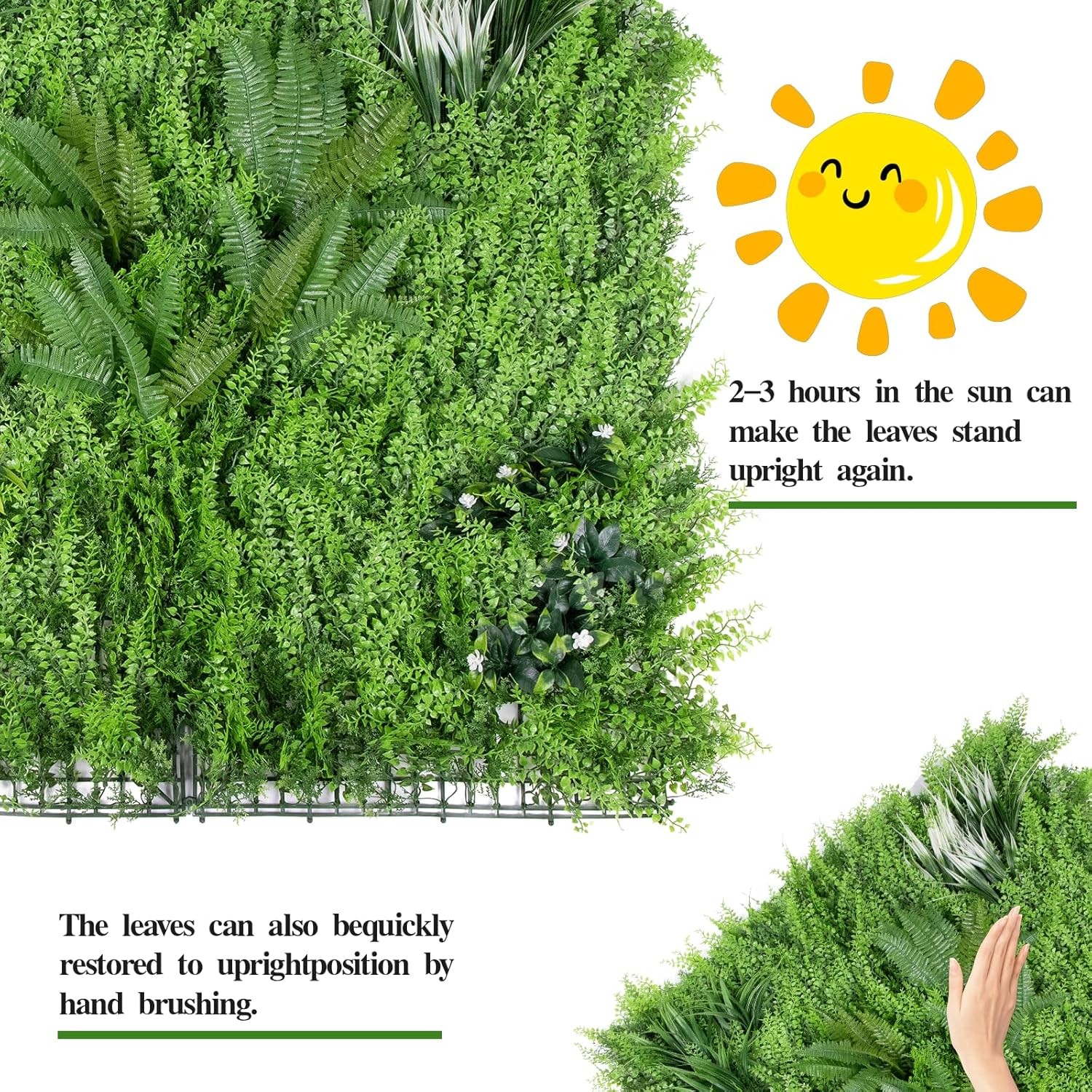 3PCS 40×40″ Artificial Boxwood Wall Hedge Mat Plant Panels Grass Fence Outdoor