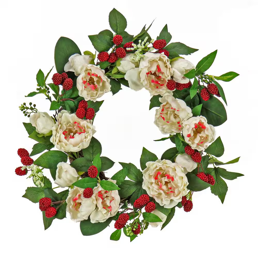 22 In. Peony and Raspberry Wreath