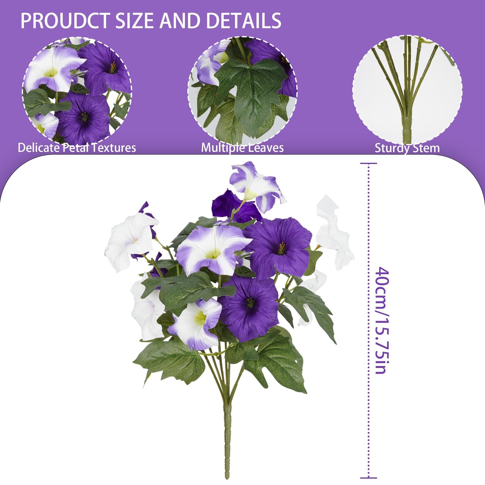 Artificial Flowers for Outdoors, Faux Petunias Spring Summer Decoration, Fake…