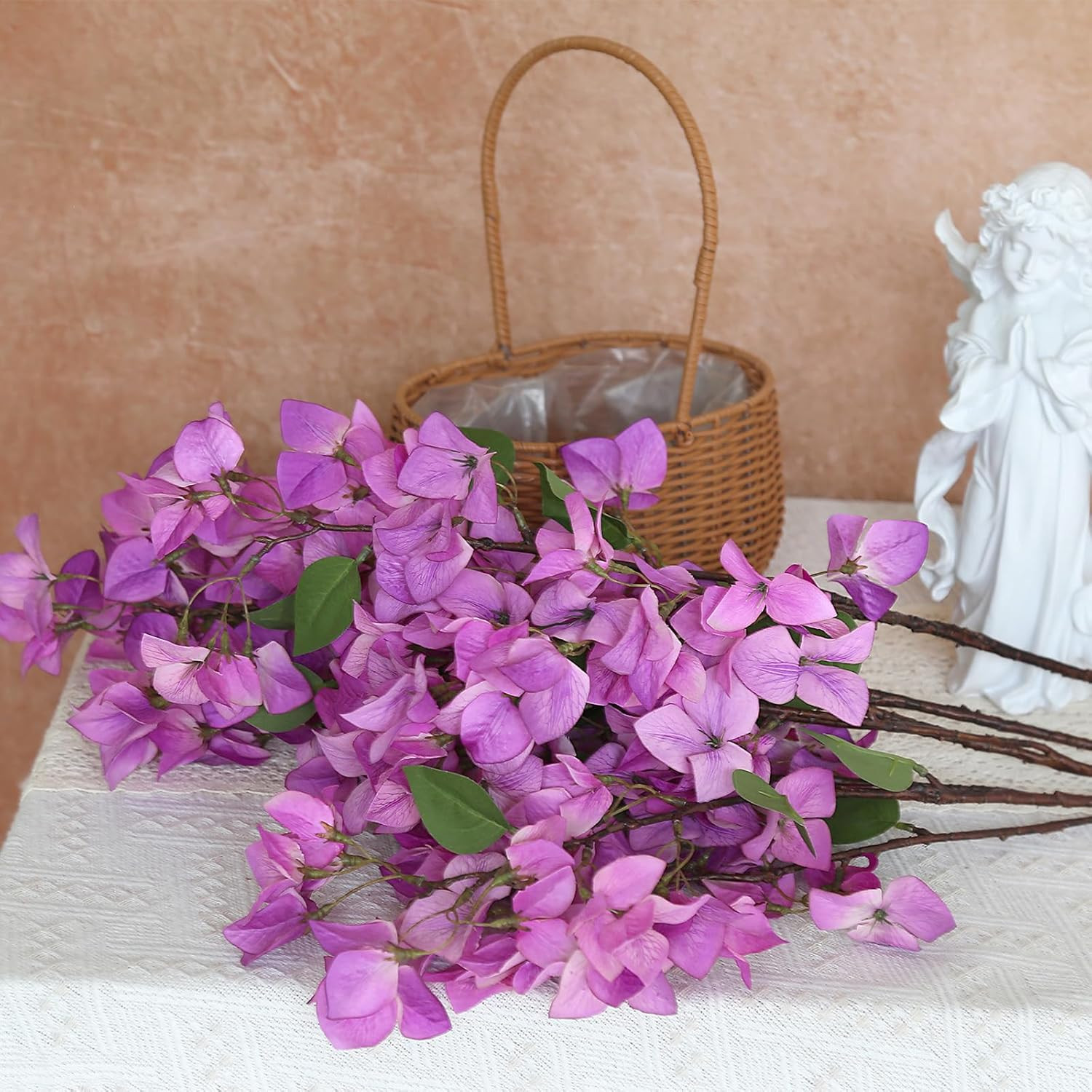 4PCS Artificial Bougainvillea Silk Flowers Long Faux Stems Wedding Decor