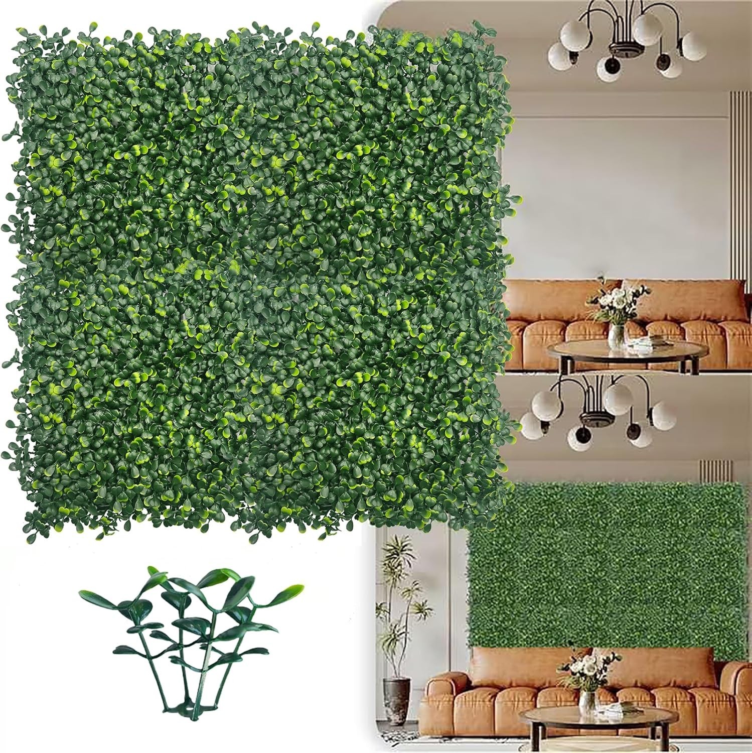 Artificial Grass Wall Panel Backdrop,10″ X 10″ 12P(8.4 sqft UV-Anti Greenery