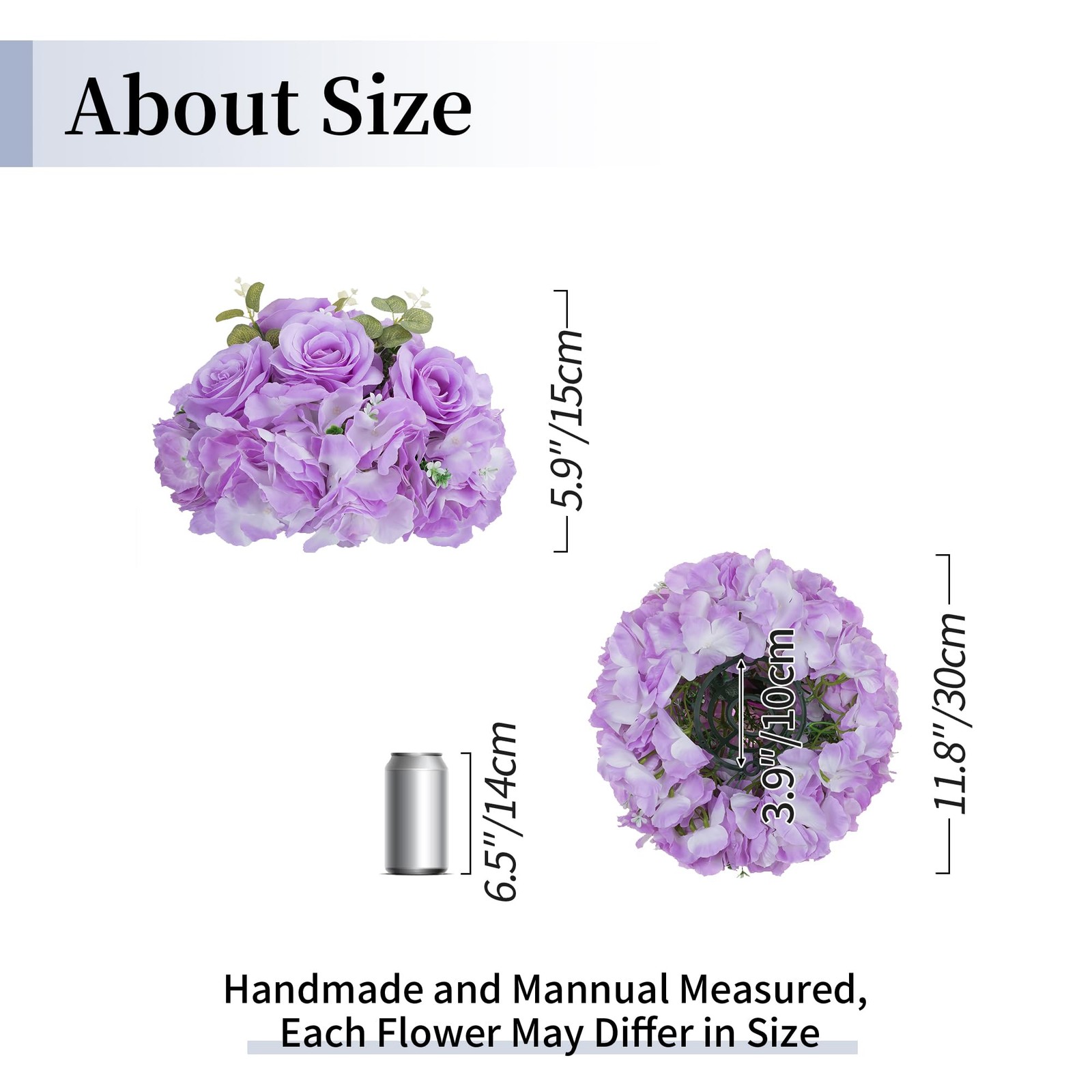 Artificial Flower Balls Centerpieces 6 Pcs 11.8″ Lilac Fake Flowers with Base…