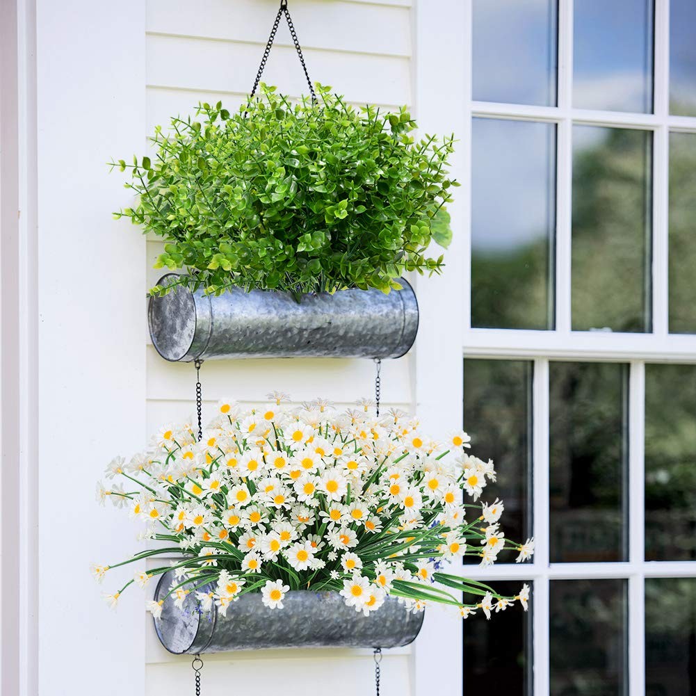 8 Bundles Outdoor Artificial Boxwood UV Resistant Fake Stems Plants, Faux Pla…