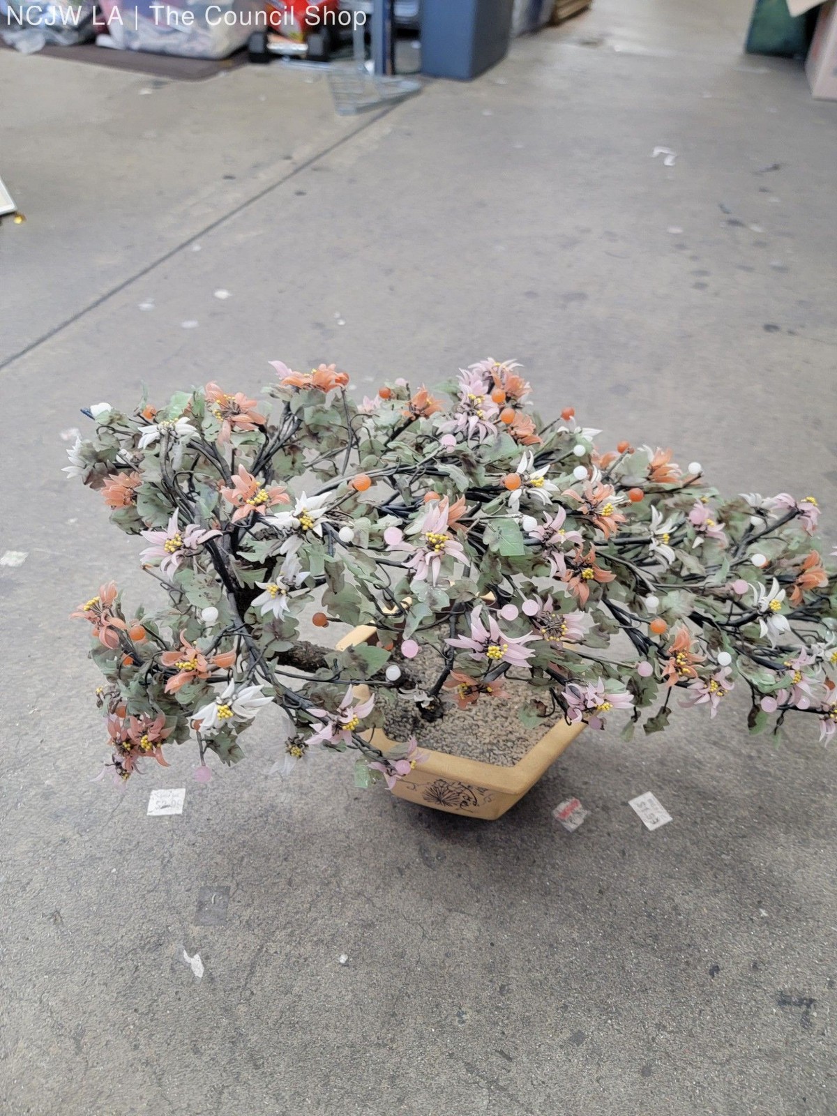 VTG. Jade Bonsai Tree & Hexagon Pot- 16″ high 32″ wide 12″ deep