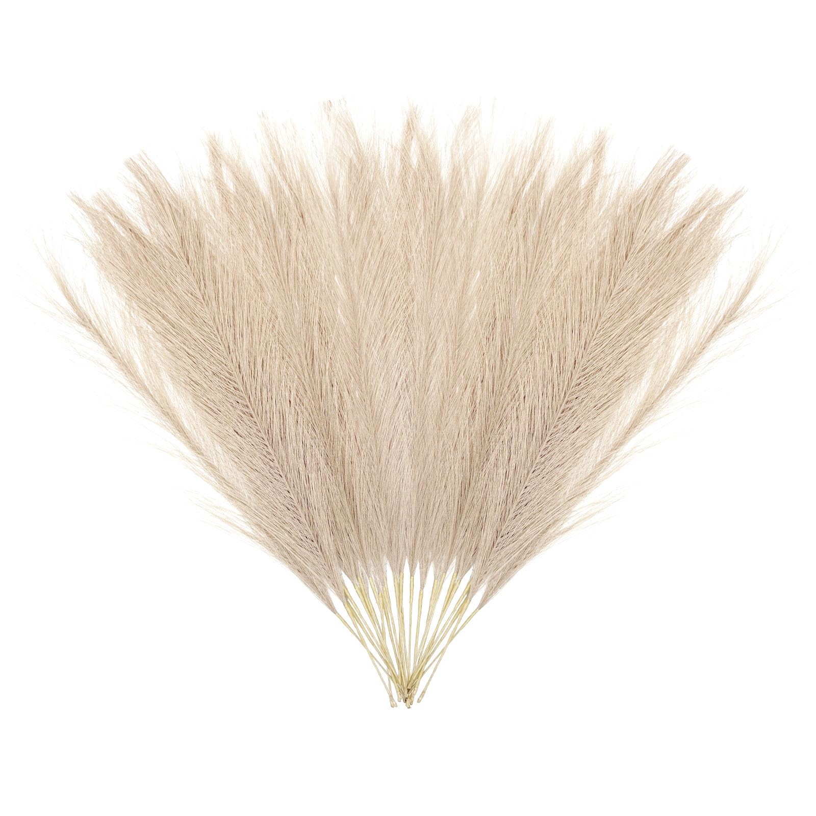 30 PCS Light Coffee Faux Pampas Grass 17 Inches Artificial Bulk Vase Filler