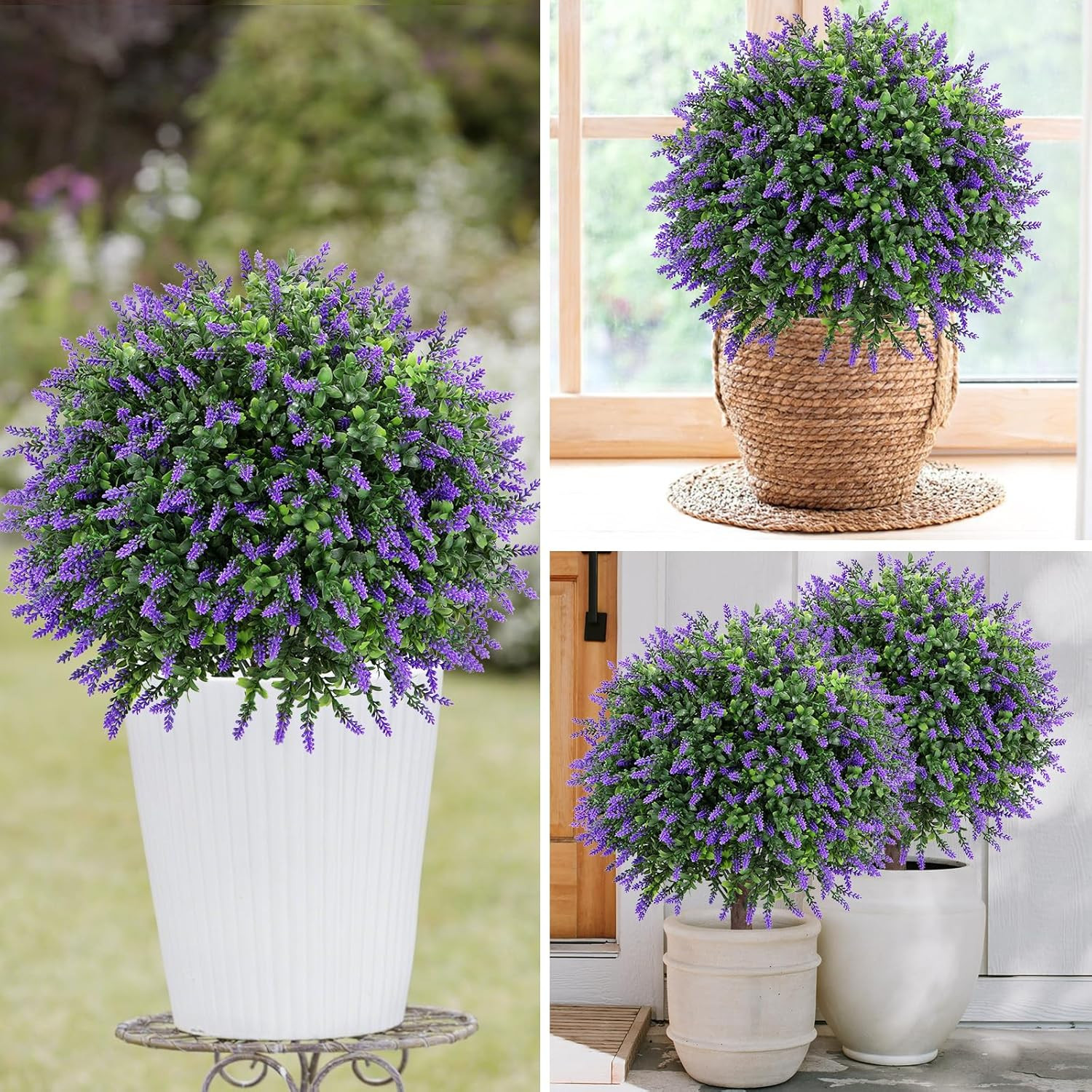 Set of 2 UV Resistant 25″ Artificial Lavender Topiary Balls for Indoor/Outdoor