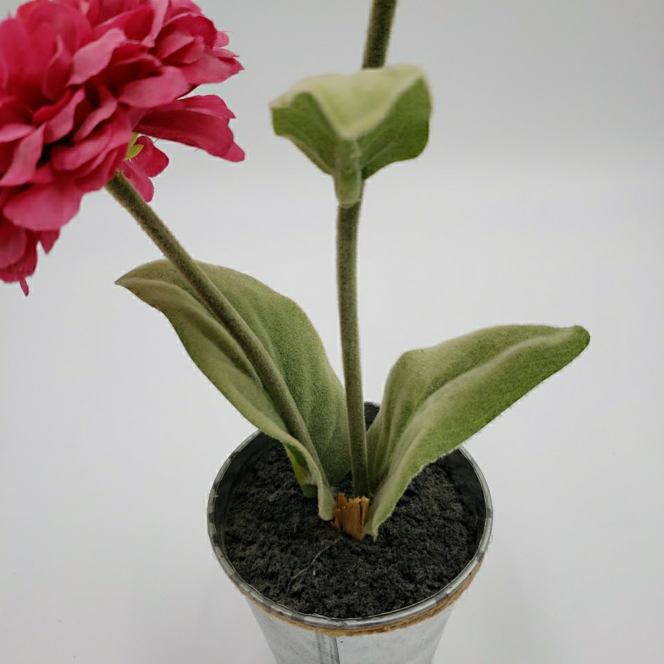 Artificial Flower Arrangement Rustic Metal Pot Farmhouse Cottage Floral Decor