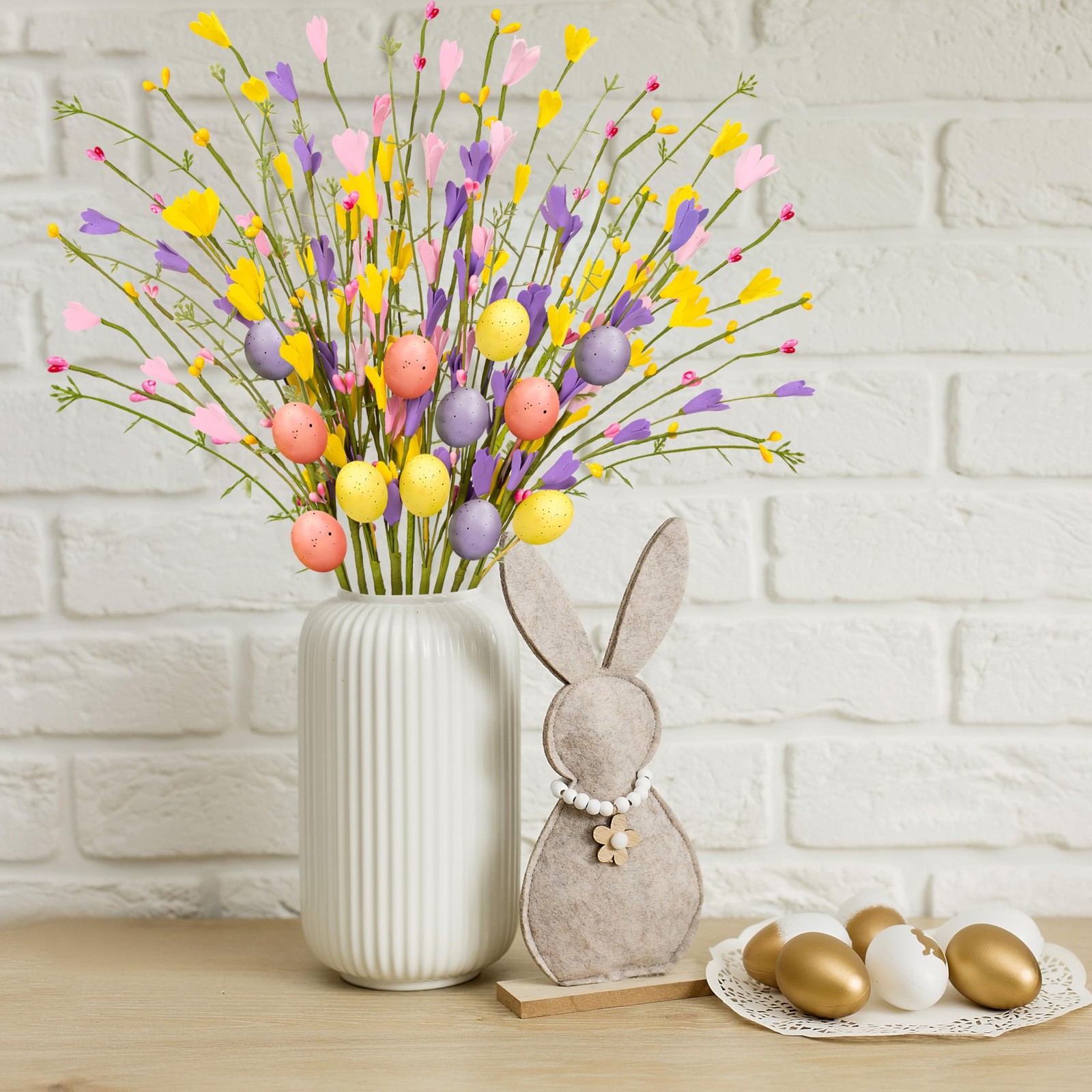 15PCS Easter Decorations Egg Picks – Spring Artificial Floral Stems Decor Flo…