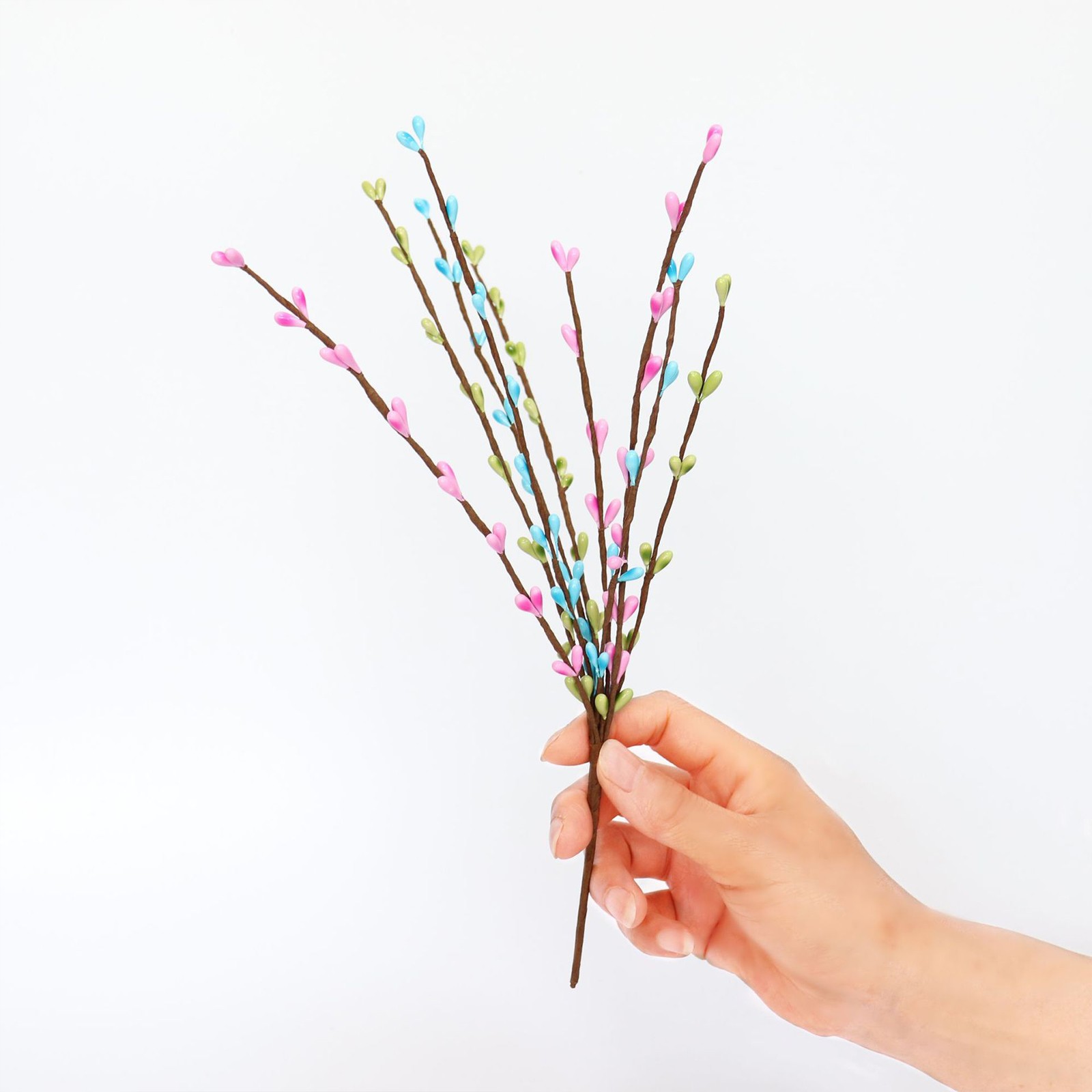 White Green Pink Easter Berry Stems 30cm Decor
