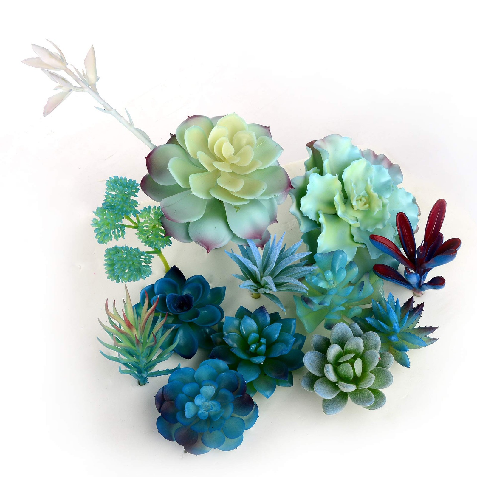 13PCS Assorted Blue Artificial Succulent Plants Faux Fake Succulents Textured…