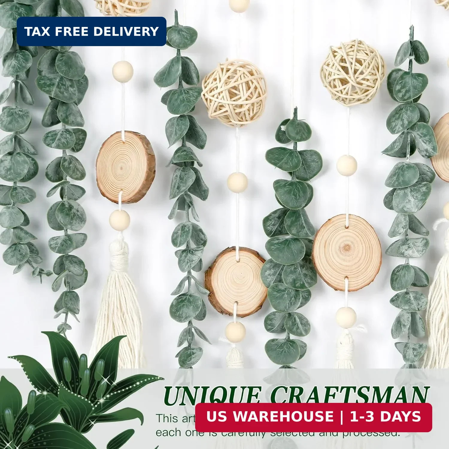 Sggvecsy 21” Eucalyptus Wall Hanging Decor Artificial Eucalyptus Plant Fake Gre