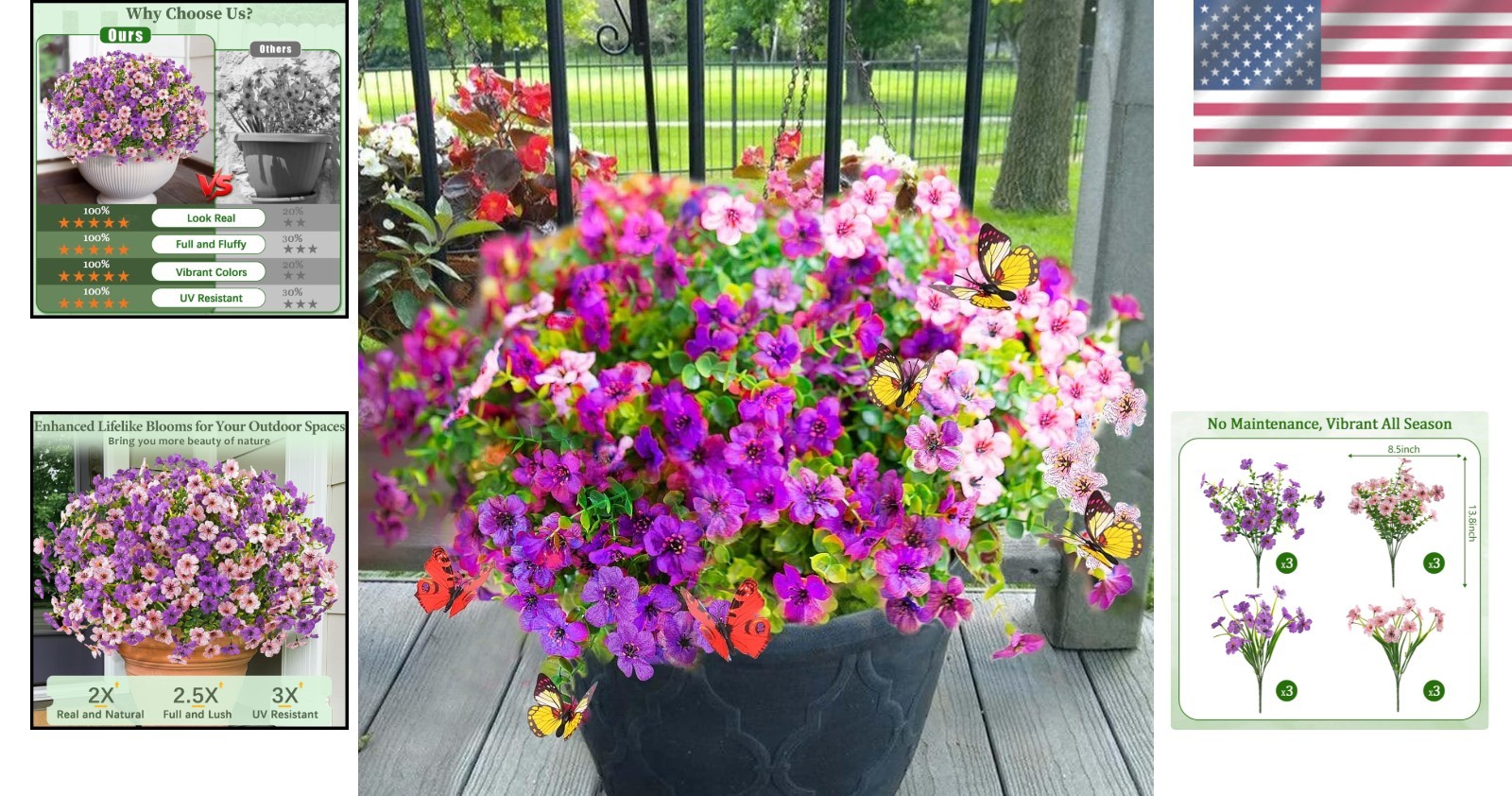 Charming 12-Bundle Fuchsia & Pink Artificial Flowers for Indoor/Outdoor Use