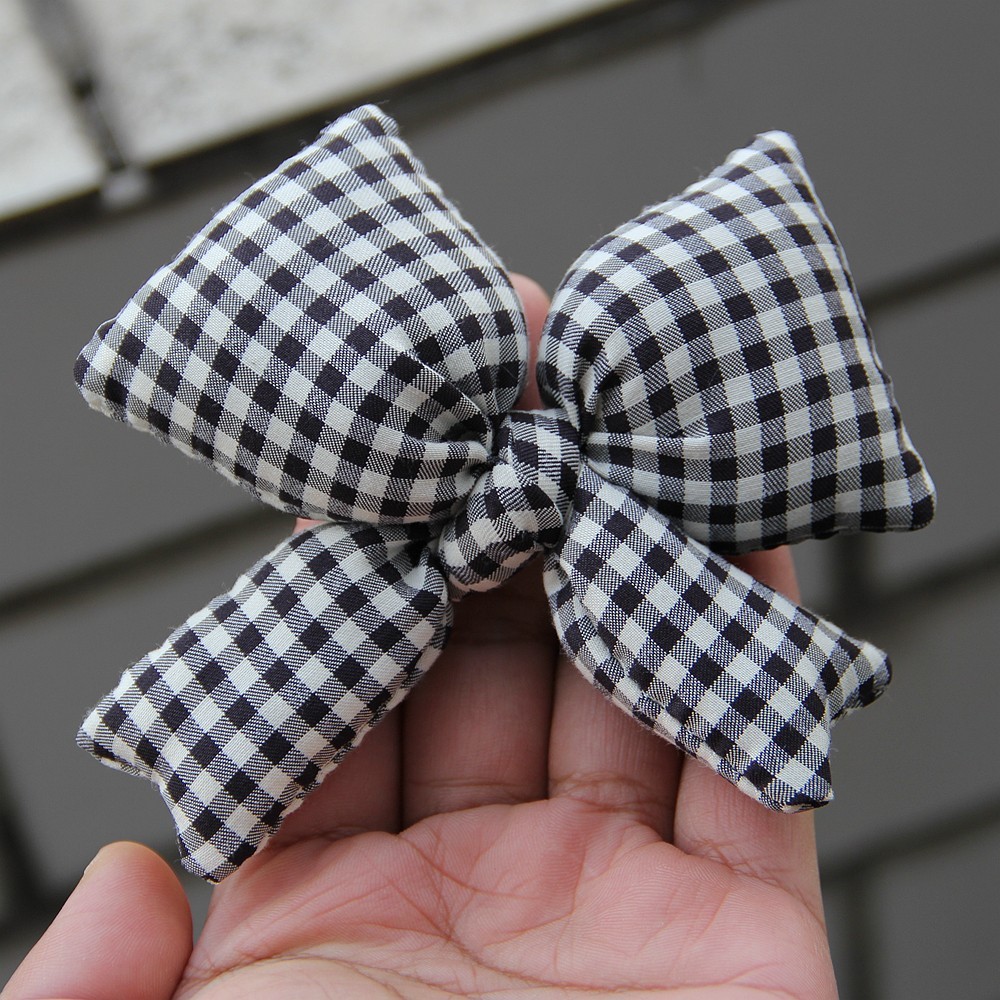 11cm 4.33inch Double Layer Checkered Pattern Butterfly Knot DIY Handmade