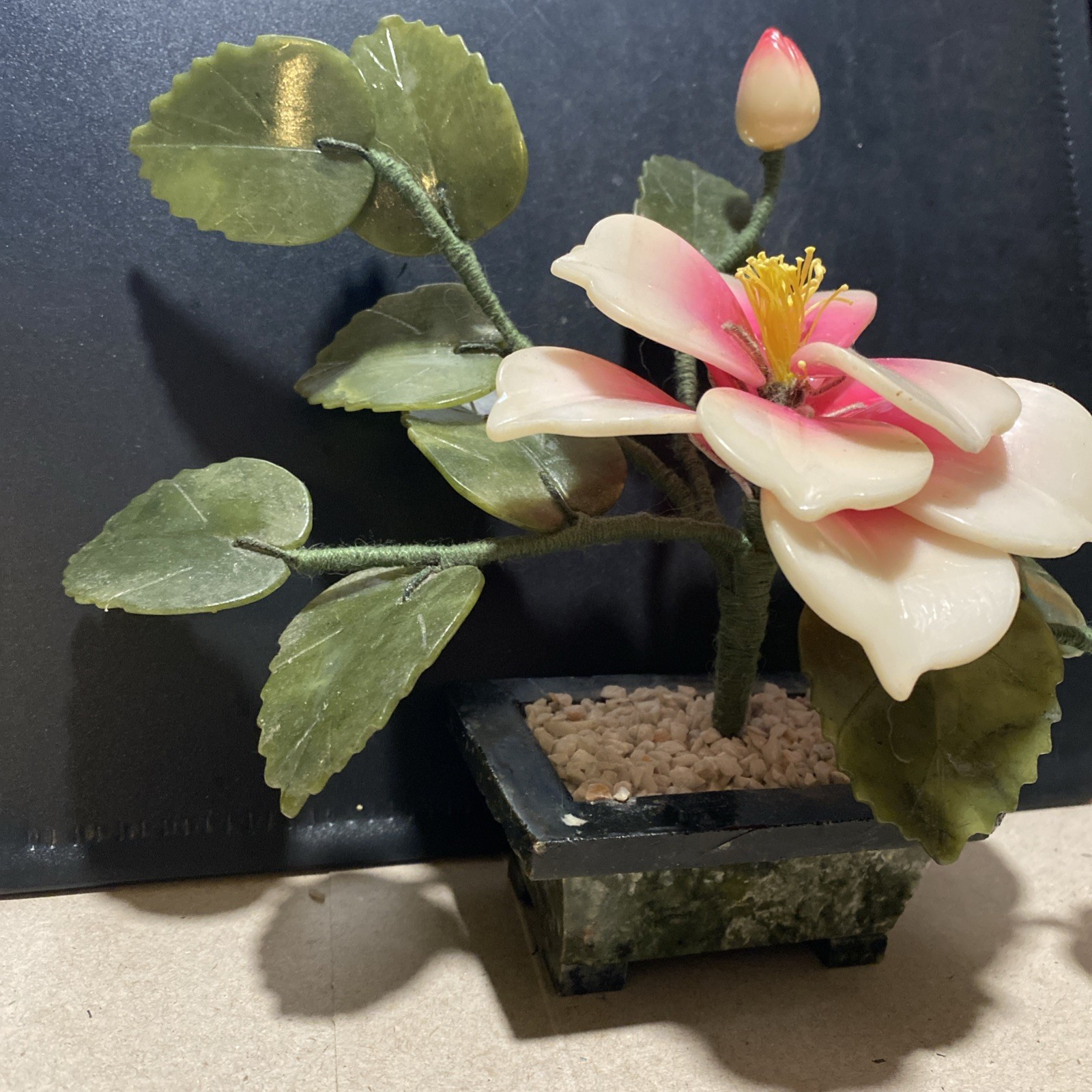 Natural Stone Flower Arrangement, Jade quartz Lotus/Peony