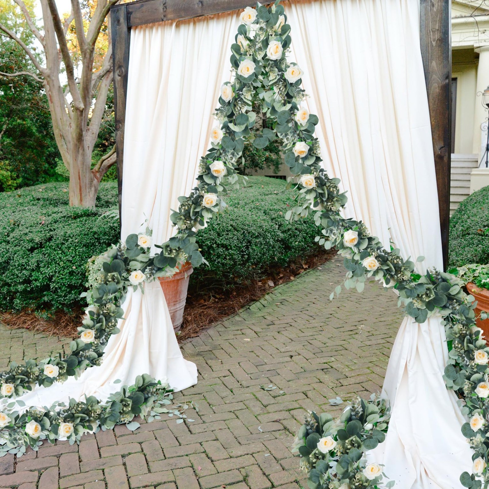 Lush Eucalyptus Garland 6.56 Ft – Faux Greenery Vines for Wedding, Baby Shower,