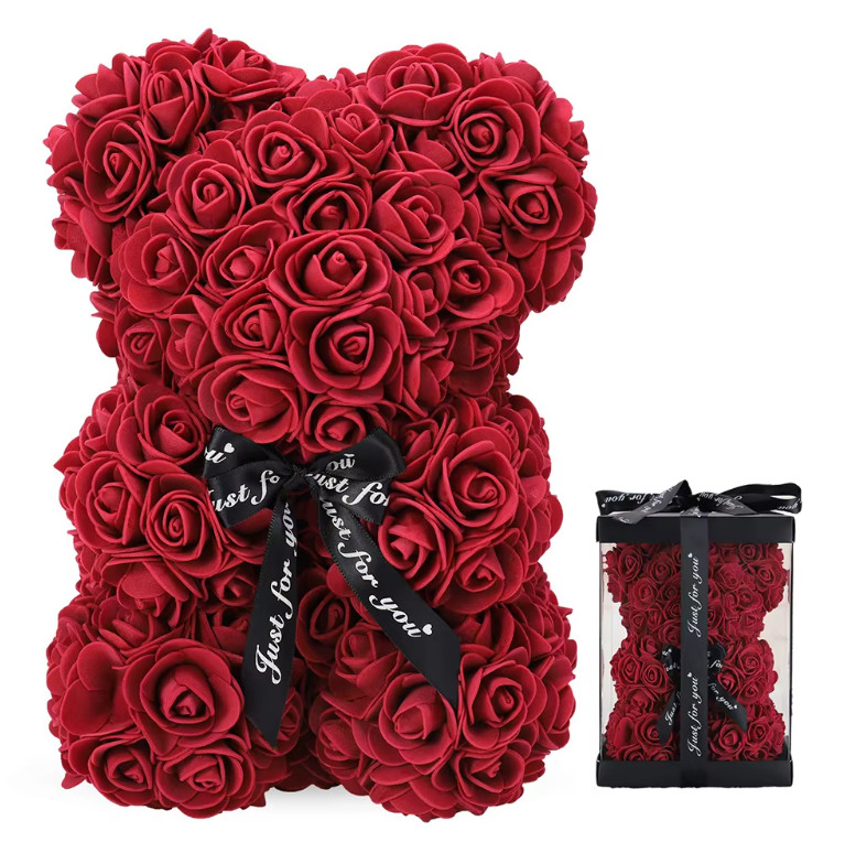 Rose Bear (5 in 1), Rose Teddy Bear with Lights, Ballon, Gift Box and Love Card.