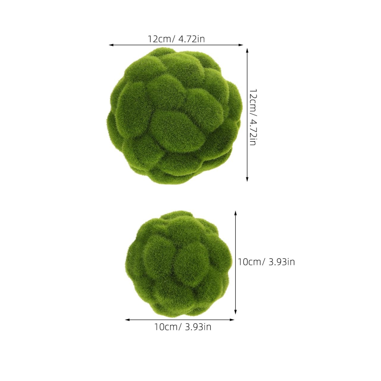 2 PCS Faux Green Moss Balls 10cm 12cm Artificial Grass Spheres Garden Decor