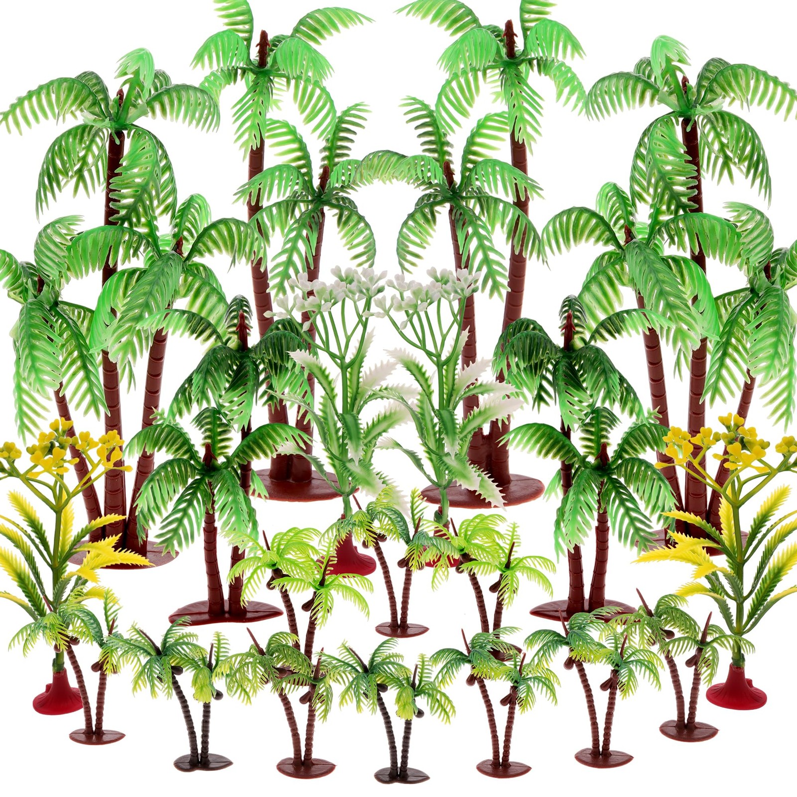 Vhxmaizxn 20 Pcs Model Palm Trees Miniature Coconut Plastic Scenery Green
