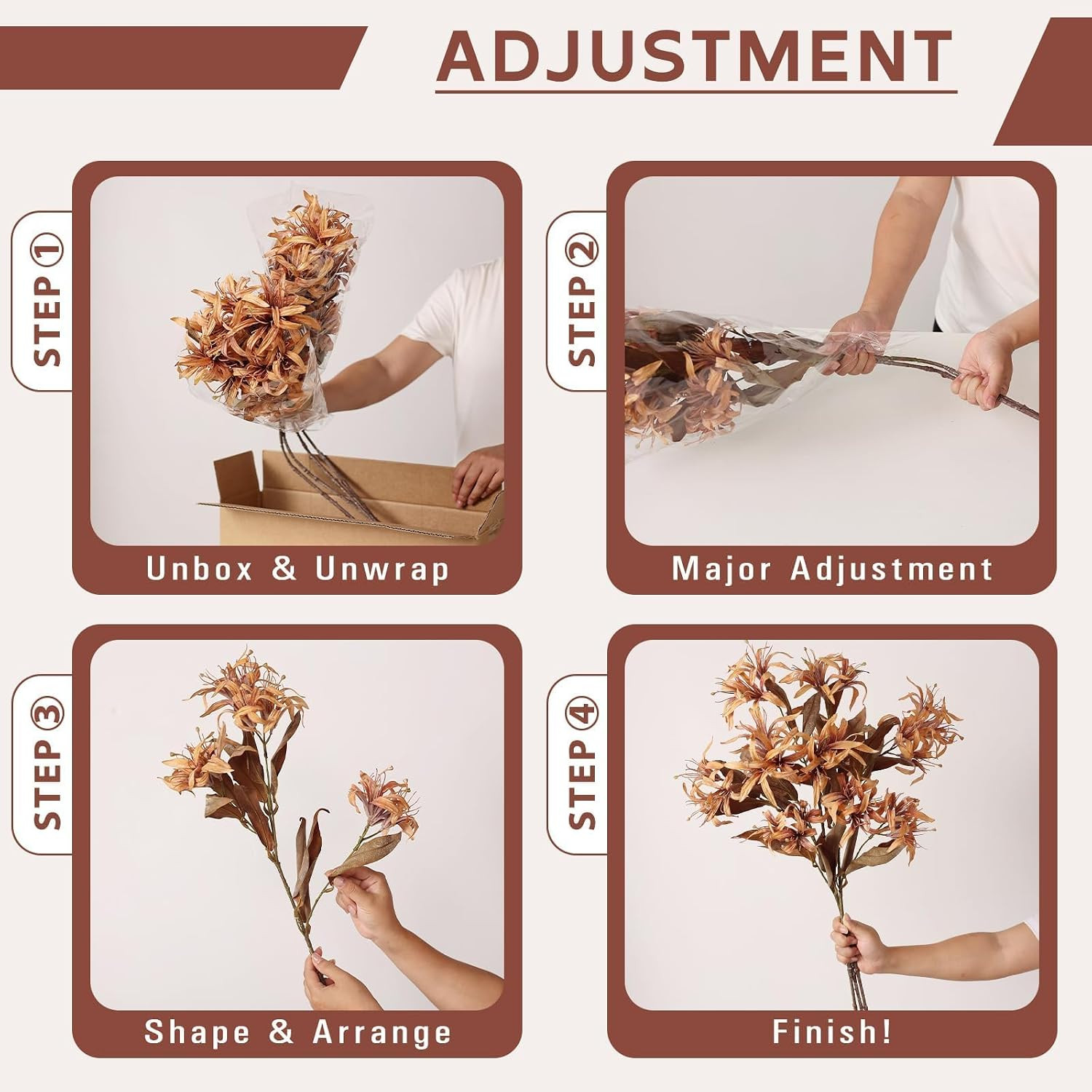 8 Pcs 33″ Dried Bauhinia Flower Stems – Lifelike Autumn Decor for Home